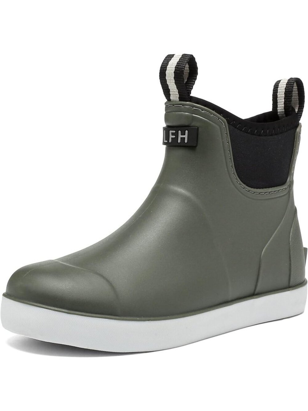 Women's Green Polyvinyl Chloride Waterproof Deck Rain Anti Slip Ankle Booties